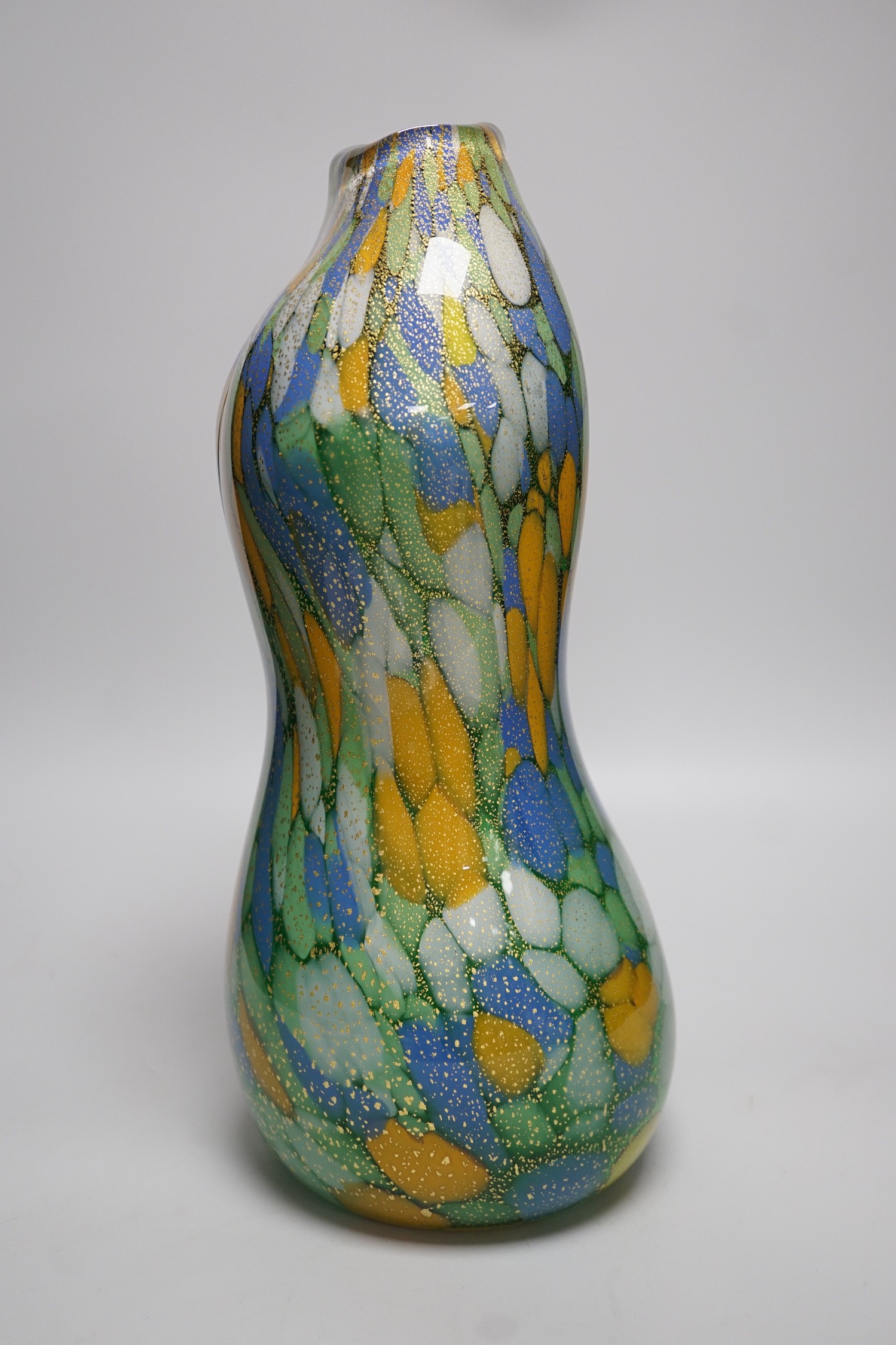 A contemporary free-form studio glass vase, designed by Ruth Sulke, 39cms